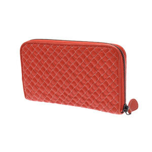 Bottega Veneta round long leather zipper stitching wallet red